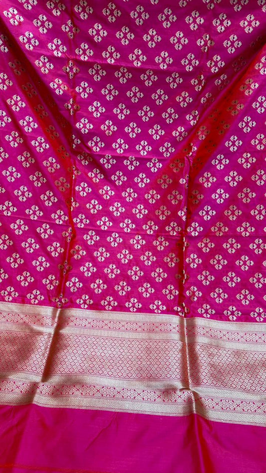 Handloom Pure Banarasi Katan Silk mina work Dupatta…Rani Color