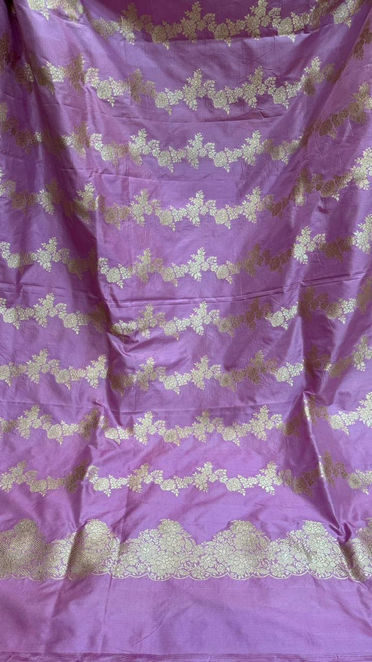 Handloom Pure Banarasi Katan Silk Dupatta…Lavender color