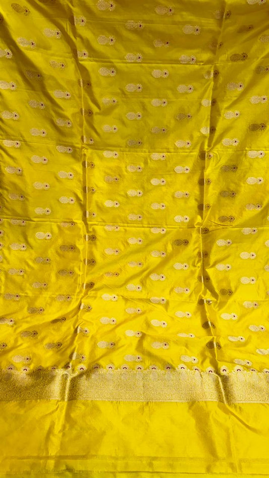 Handloom Pure Banarasi Katan Silk mina work Dupatta…Gold color