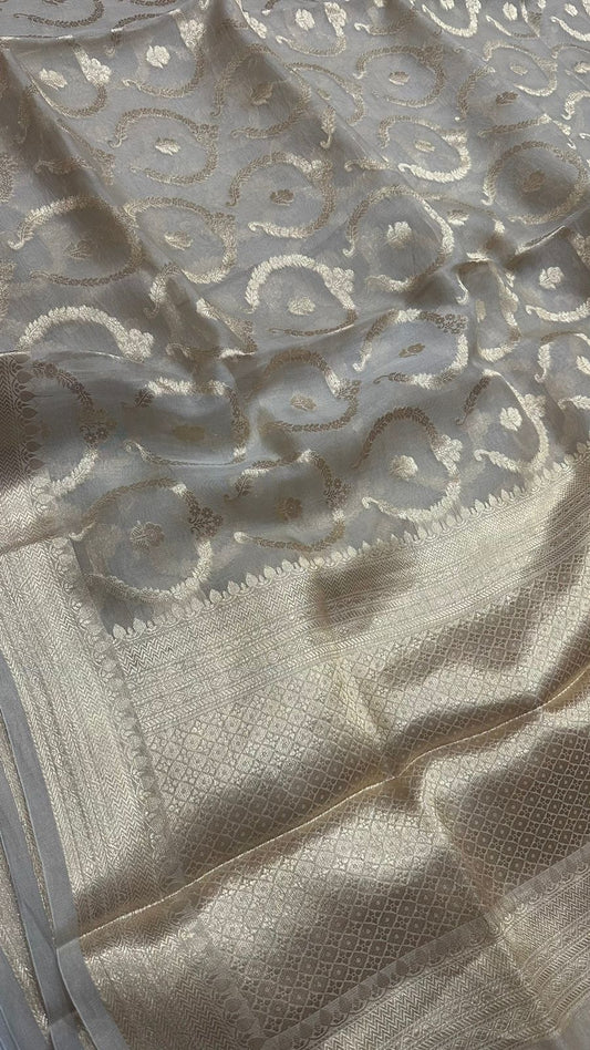 Pure Organza Silk with pure Zari Work Saree Pastel color