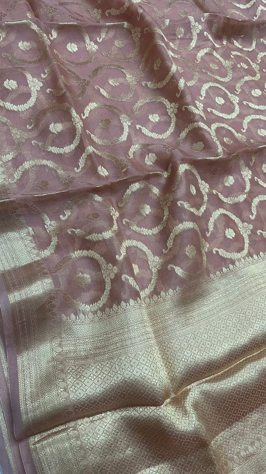 Pure Organza Silk with pure Zari Work Saree Pastel color