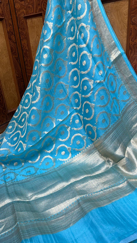 Pure Organza Silk with pure Zari Work Saree Pastel color