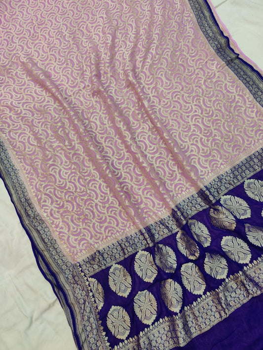 Handloom Pure Khaddi chiffon Banarasi Saree