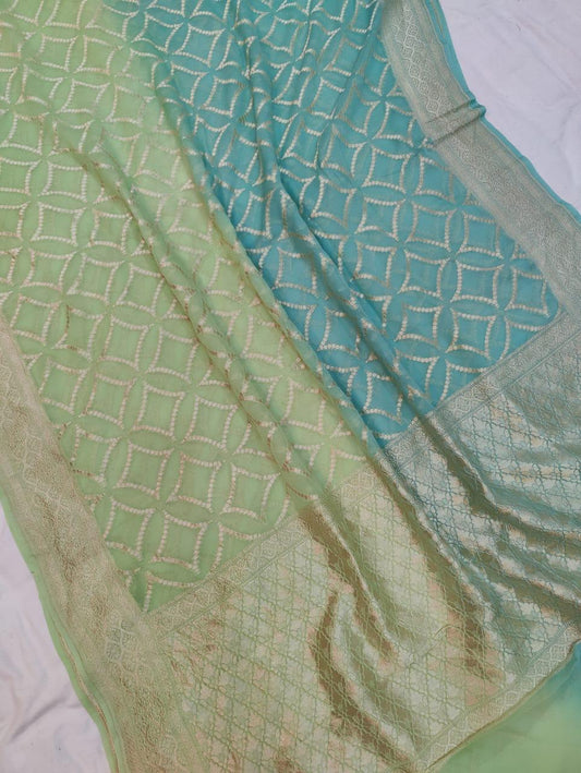 Handloom Pure Khaddi chiffon Banarasi Saree