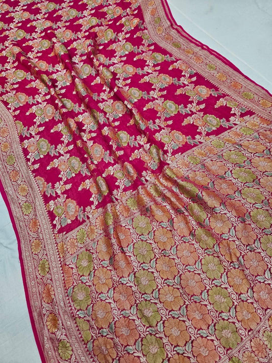 Handloom Pure Khaddi chiffon Banarasi Saree