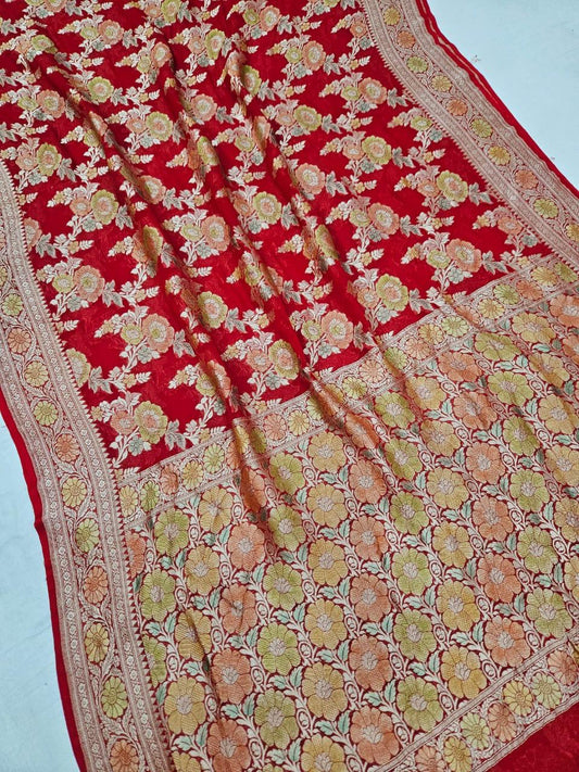 Handloom Pure Khaddi chiffon Banarasi Saree