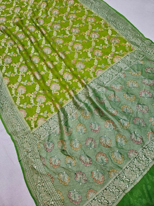 Handloom Pure Khaddi chiffon Banarasi Saree