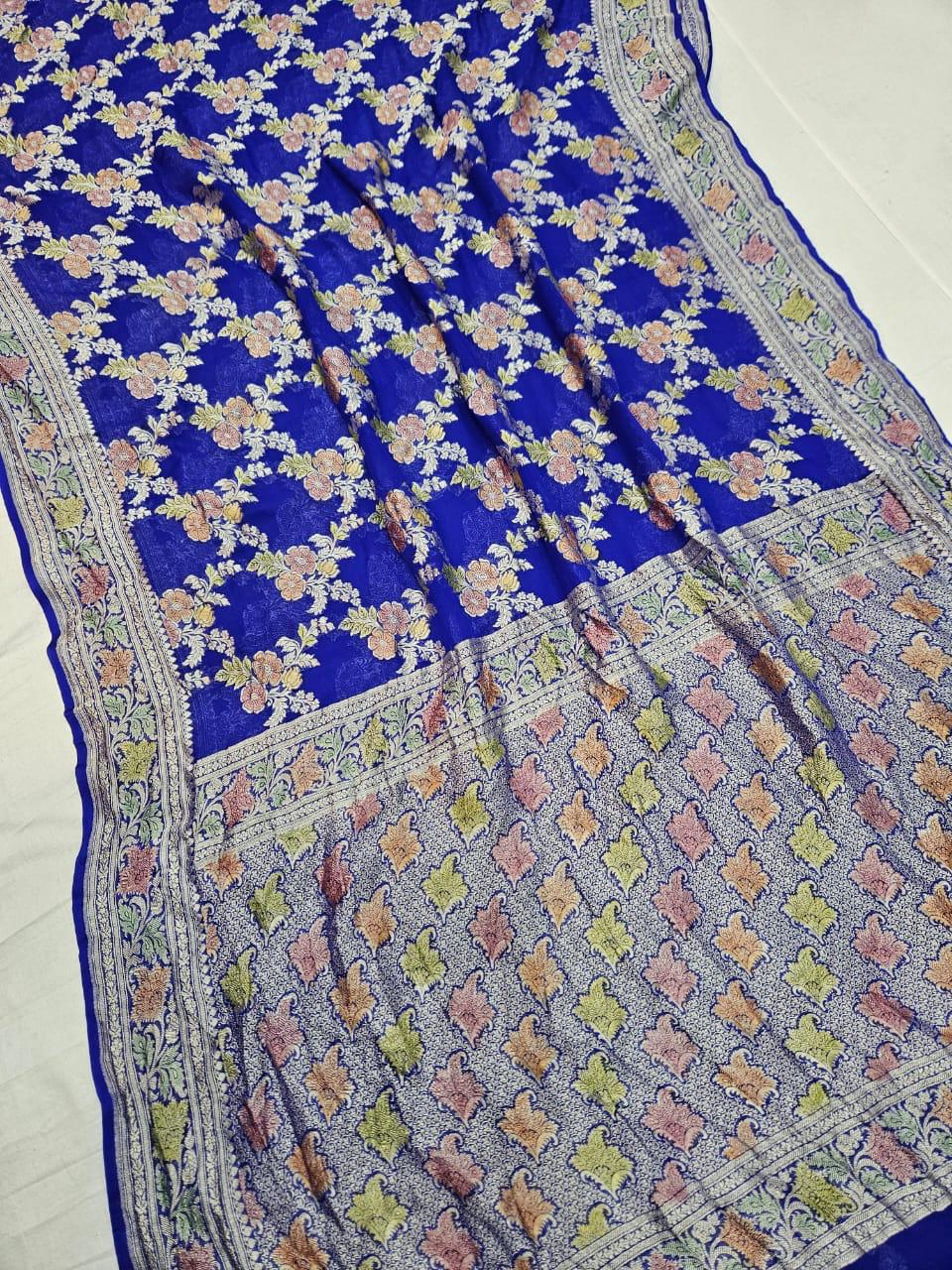 Handloom Pure Khaddi chiffon Banarasi Saree