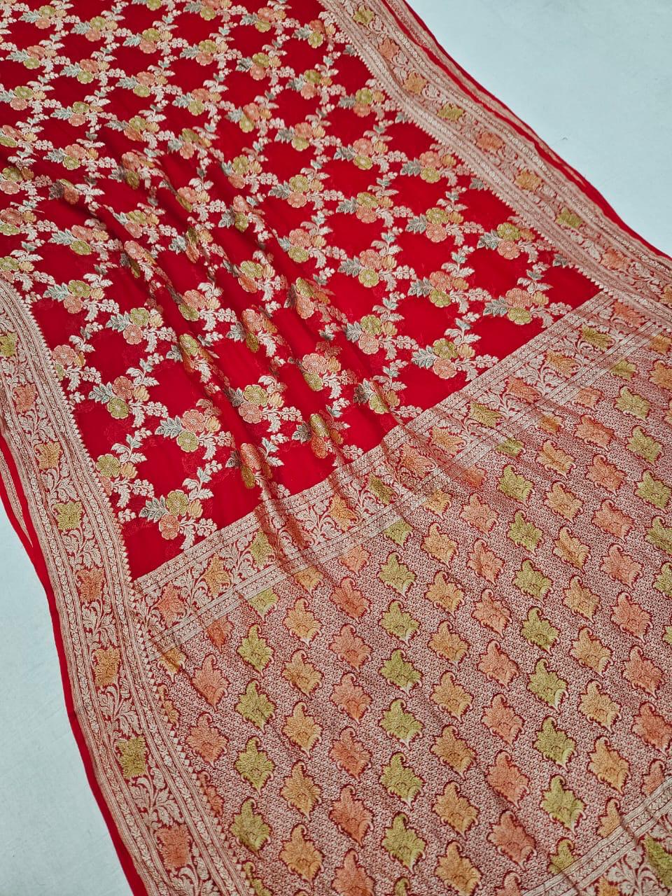 Handloom Pure Khaddi chiffon Banarasi Saree