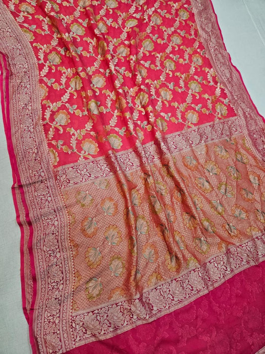 Handloom Pure Khaddi chiffon Banarasi Saree