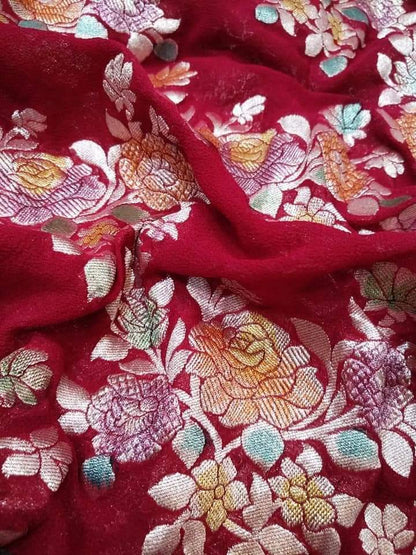 Banarasi pure georgett chiffon handloom khaddi meenakari dupatta