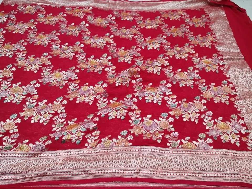 Banarasi pure georgett chiffon handloom khaddi meenakari dupatta