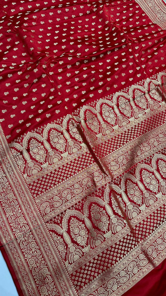 Handloom Pure Satin Silk  Zari buti Saree