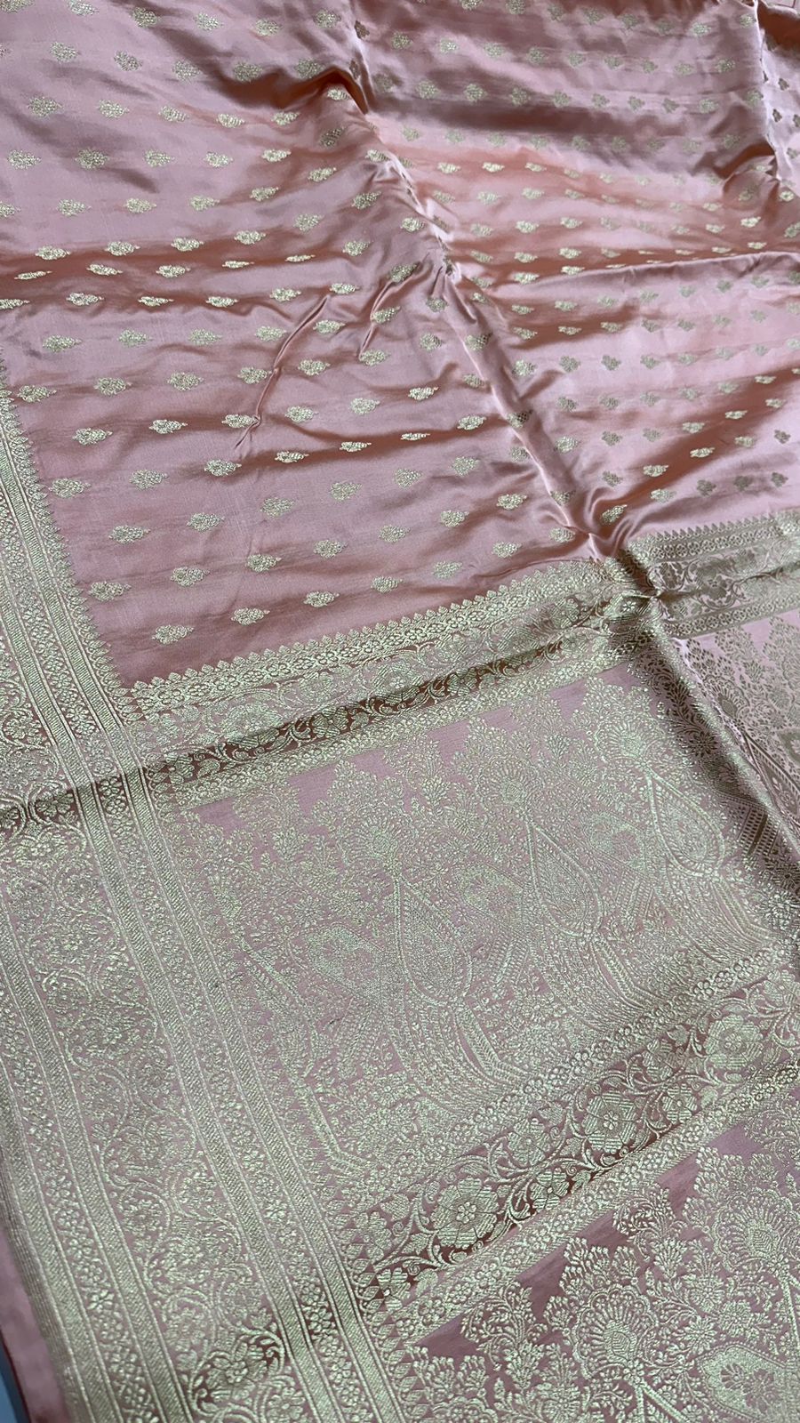 Handloom Pure Satin Silk  Zari buti Saree