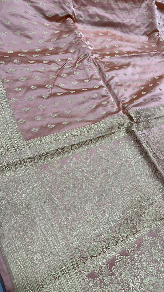 Handloom Pure Satin Silk  Zari buti Saree