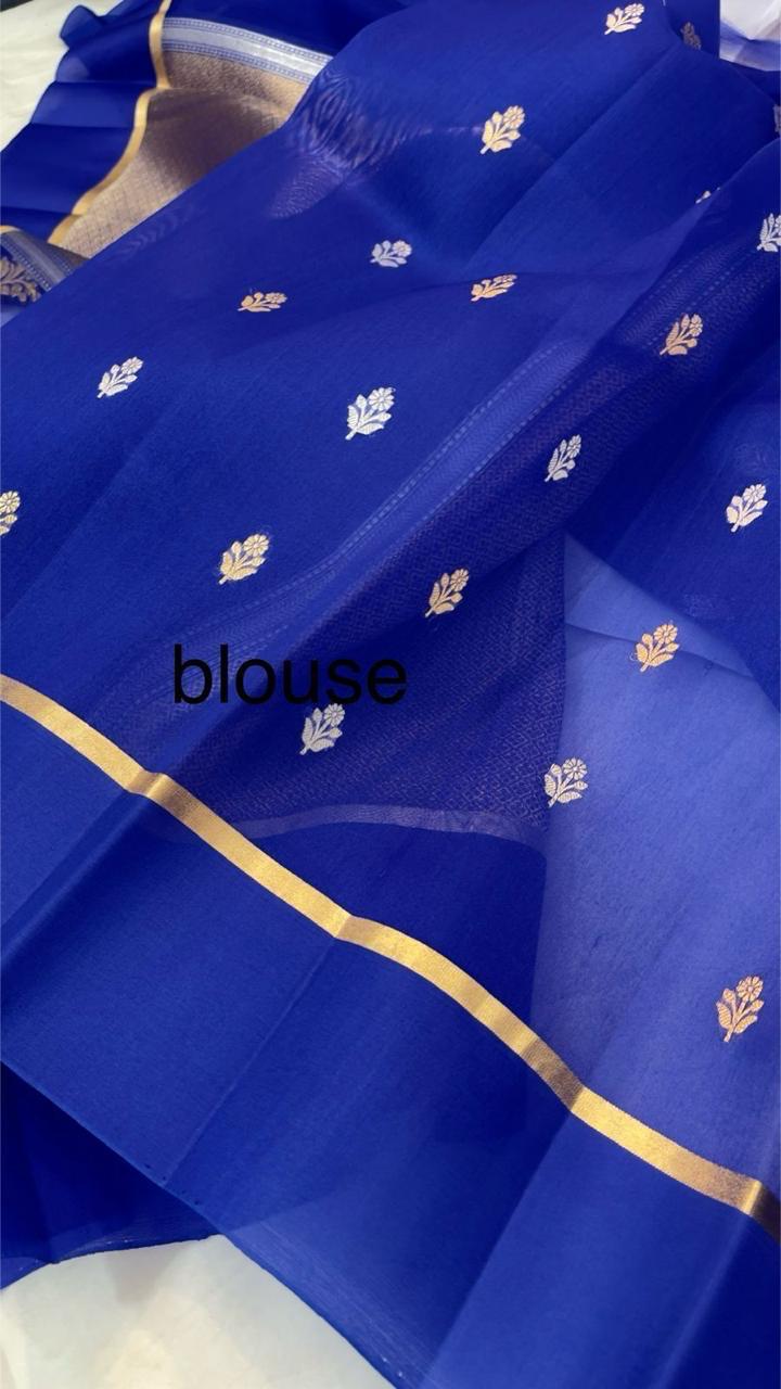 Banarasi Handloom Pure kora Organza silk saree satin border kaduwa Weaving