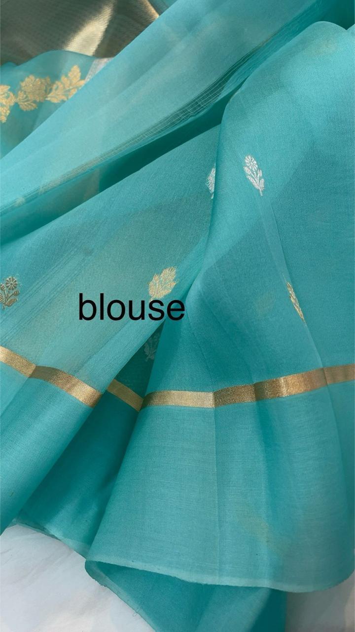 Banarasi Handloom Pure kora Organza silk saree satin border kaduwa Weaving