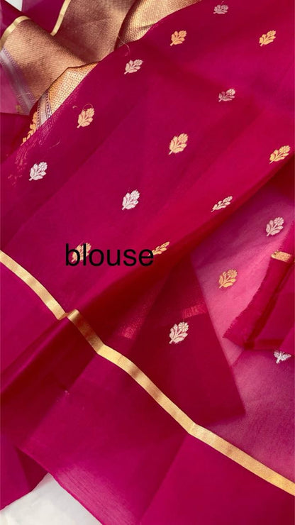 Banarasi Handloom Pure kora Organza silk saree satin border kaduwa Weaving