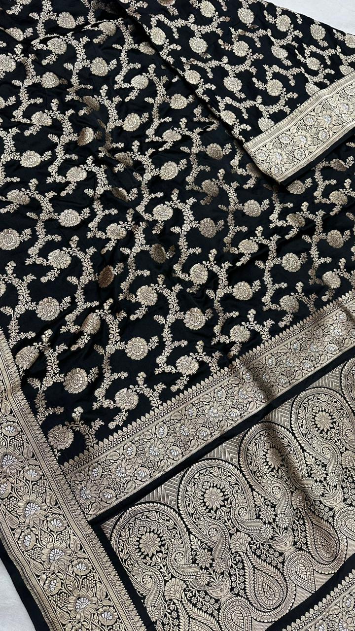 Handloom Pure satin silk jangla saree