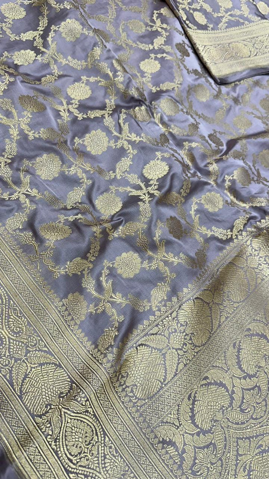 Handloom pure mashru satin silk zari jangla saree