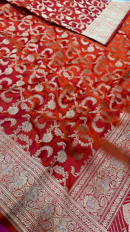 Handloom Pure satin silk jangla saree