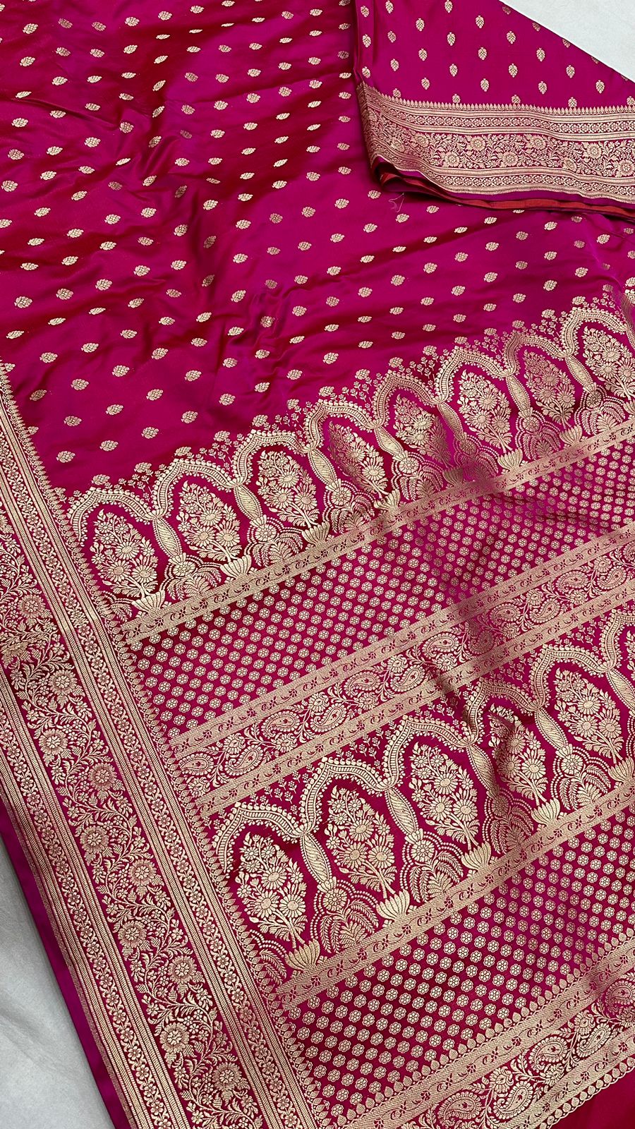 Handloom Pure mashru satin silk zari buti saree