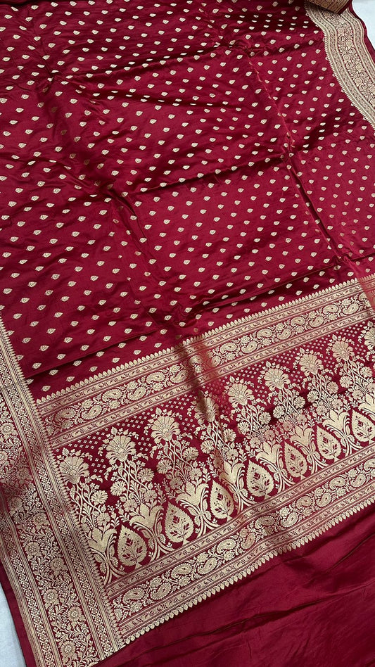 Handloom Pure mashru satin silk zari buti saree