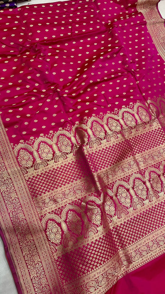 Handloom Pure mashru satin silk zari buti saree