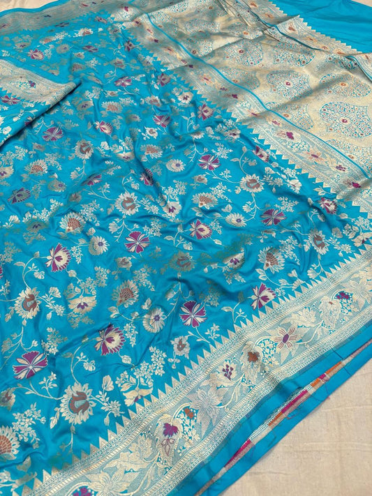 Handloom Pure banarasi katan silk alfi design meena work saree