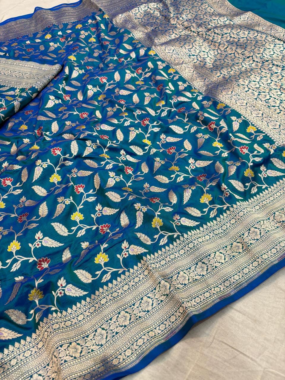 Handloom Pure banarasi katan silk alfi design meena work saree