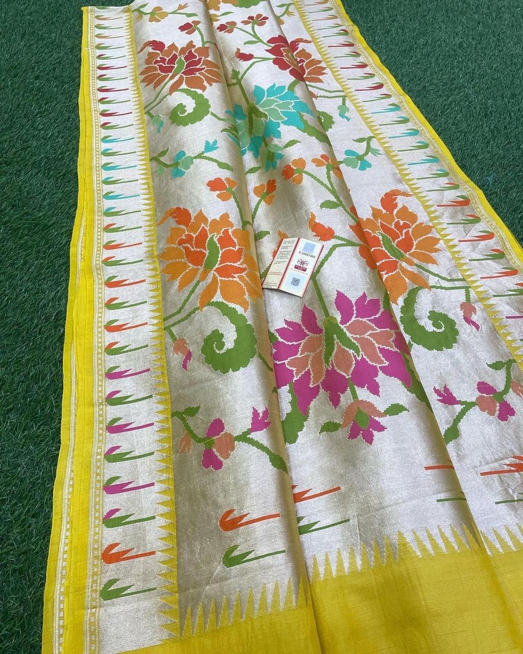 Handloom Pure Tasar georgette silk Tilfi saree