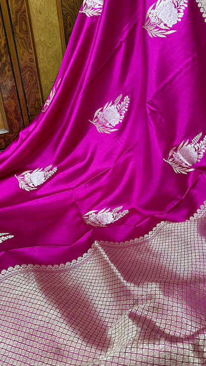 Handwoven Pure Banarasi mashru silk Sona Rupa kaduwa buta Work Saree