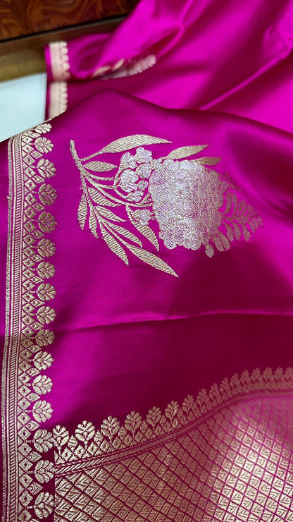 Handwoven Pure Banarasi mashru silk Sona Rupa kaduwa buta Work Saree