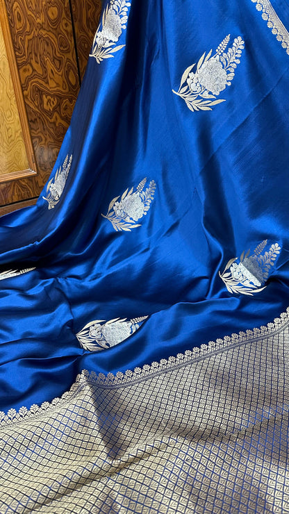 Handwoven Pure Banarasi mashru silk Sona Rupa kaduwa buta Work Saree