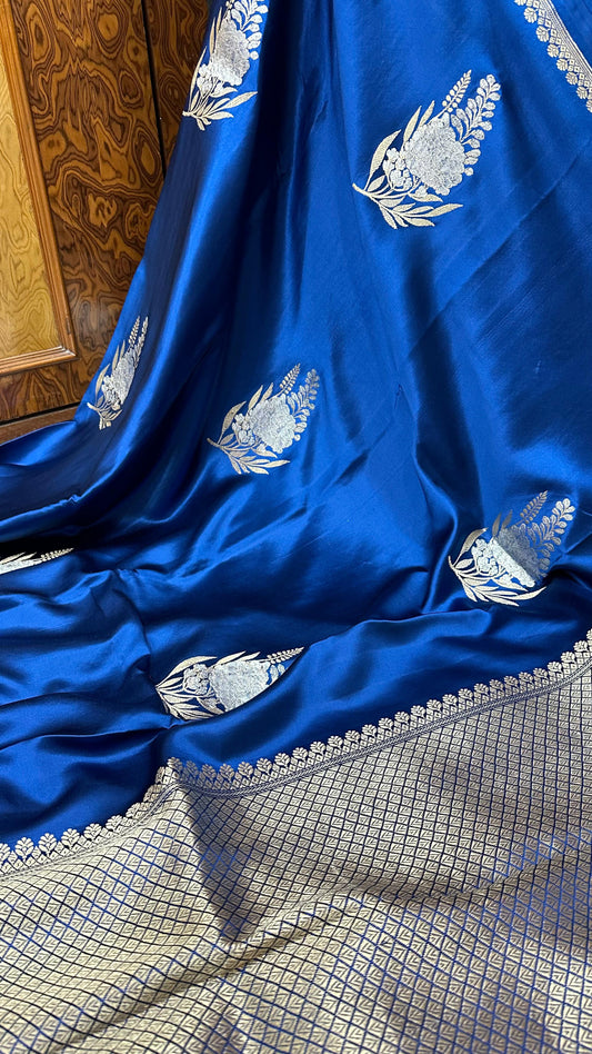 Handwoven Pure Banarasi mashru silk Sona Rupa kaduwa buta Work Saree