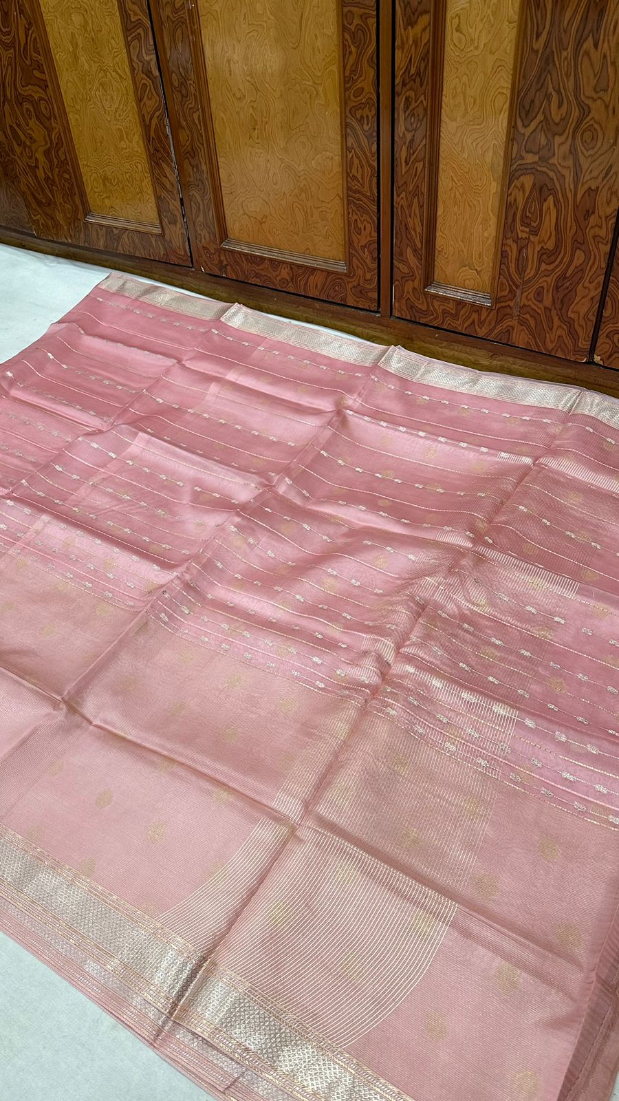 Pure organza tissue drill half half Saree