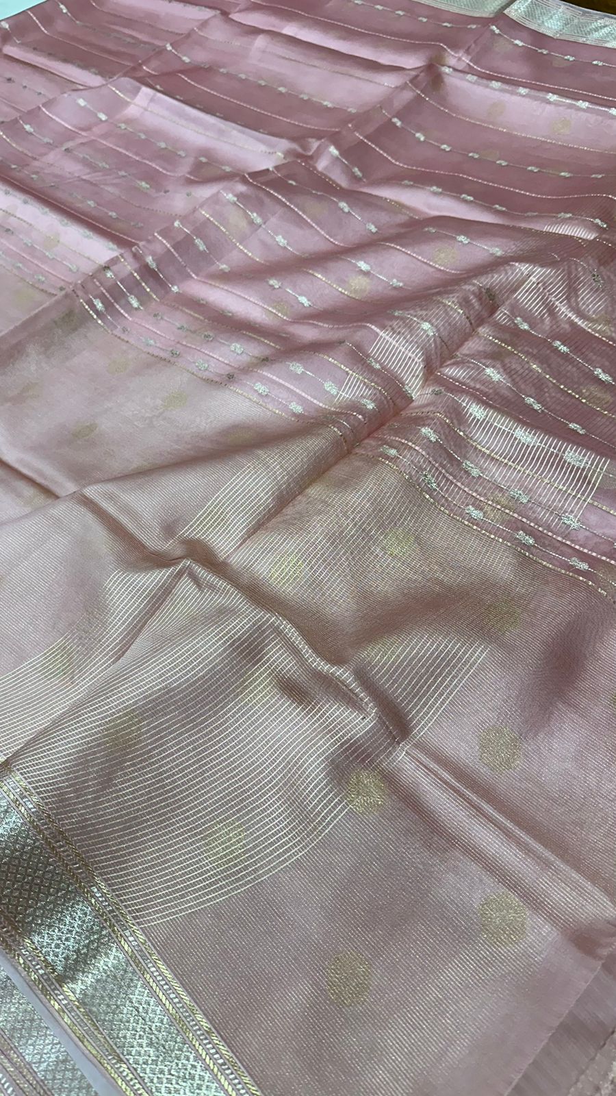 Pure organza tissue drill half half Saree