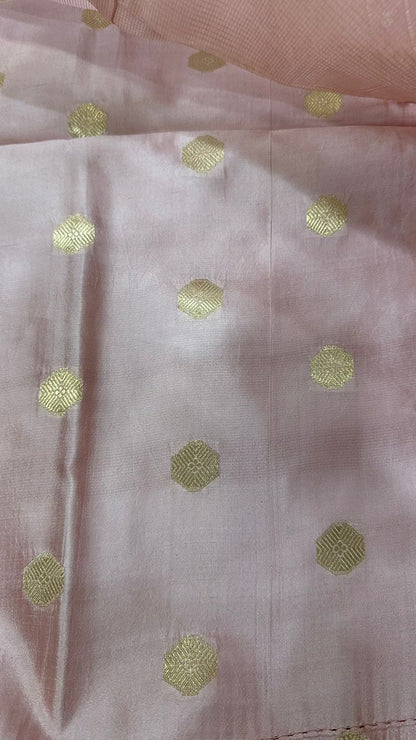 Pure organza tissue drill half half Saree