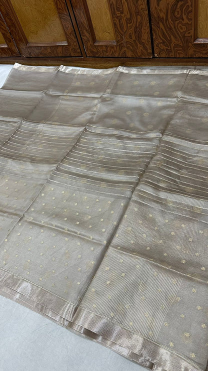 Pure organza tissue drill half half Saree