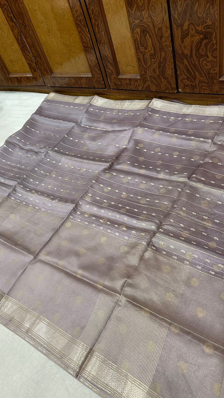 Pure organza tissue drill half half Saree