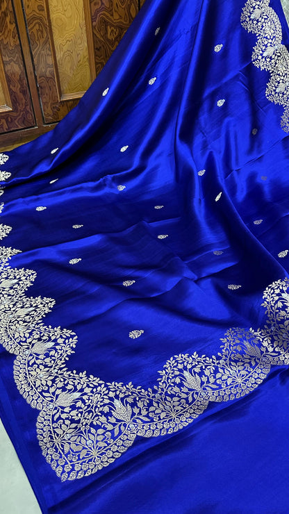 Handwoven Pure mashru silk kaduwa buti with minedar Scalloped Kaduwa border Saree