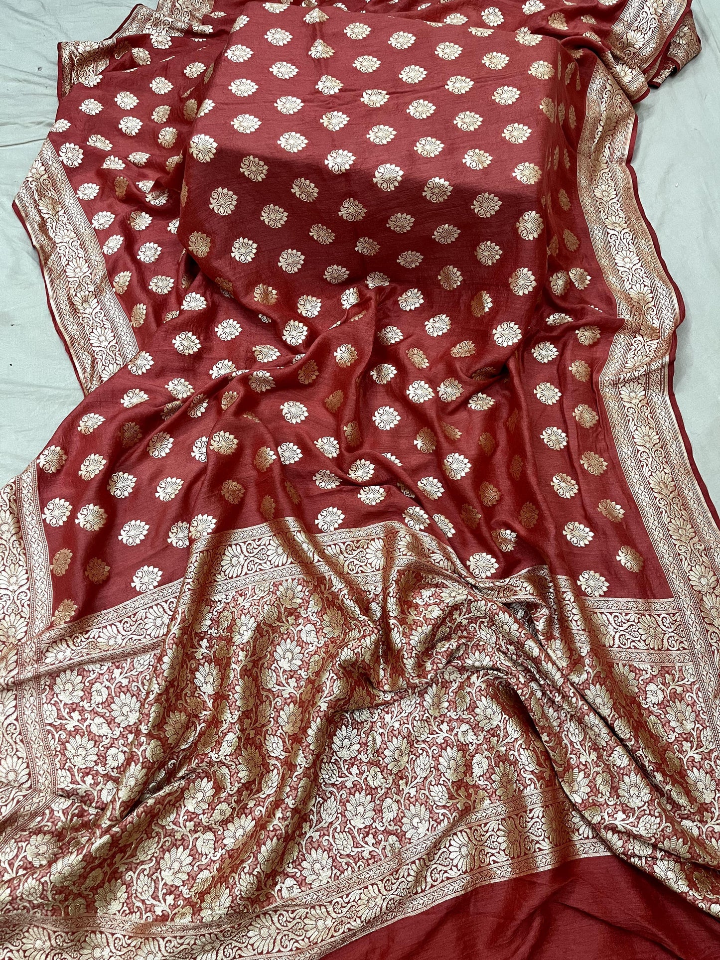 Handloom Pure Banarasi Munga  Soft Silk Saree