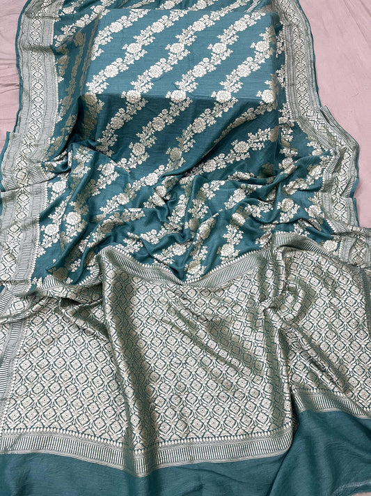 Handloom Pure Banarasi Munga Soft Silk Saree