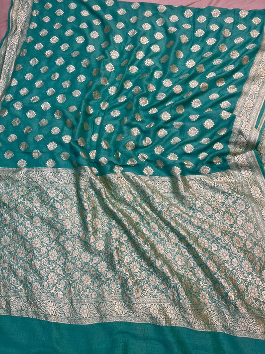 Handloom Pure Banarasi Munga Soft Silk Saree