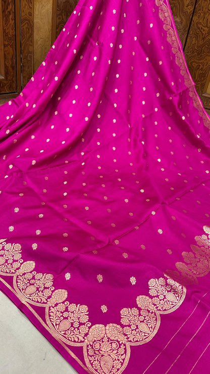 Handloom Pure Raw mango silk Scalloped border Saree