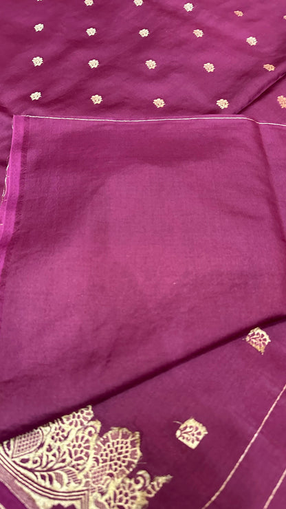 Handloom Pure Raw mango silk Scalloped border Saree