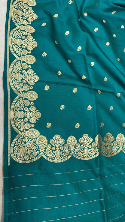 Handloom Pure Raw mango silk Scalloped border Saree