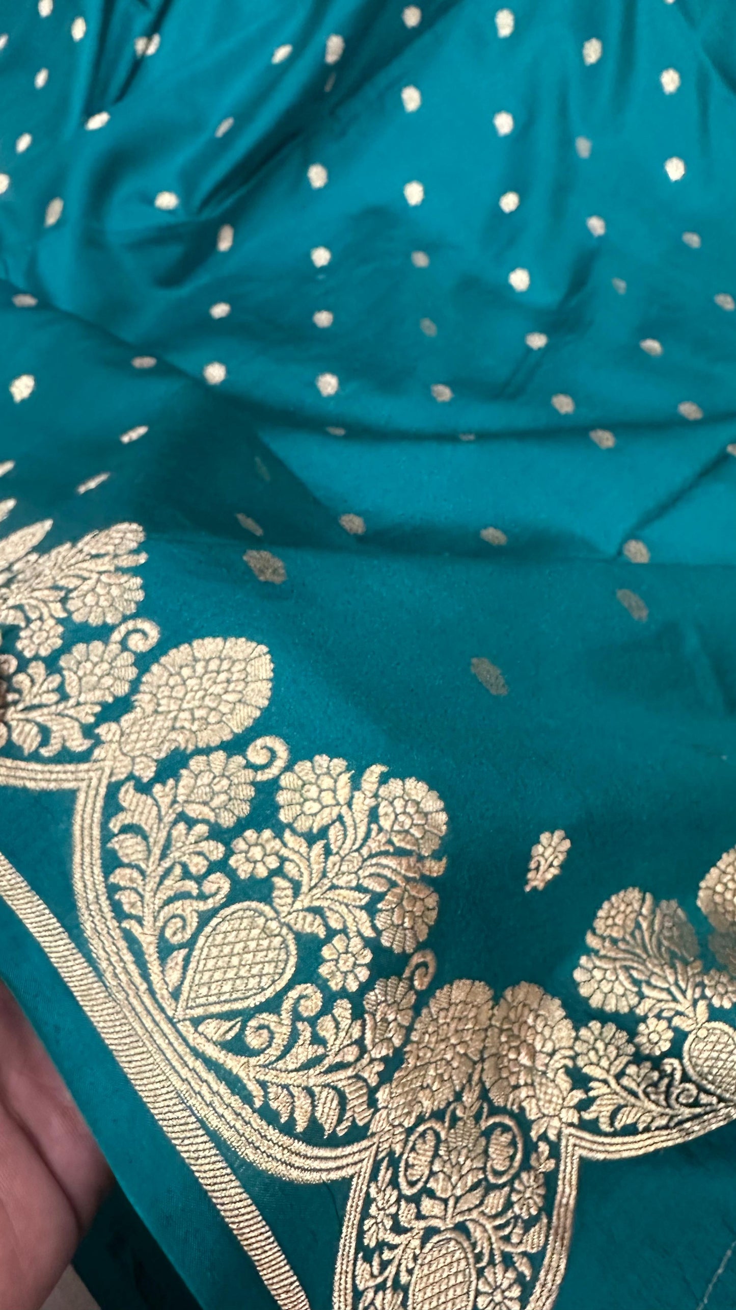 Handloom Pure Raw mango silk Scalloped border Saree