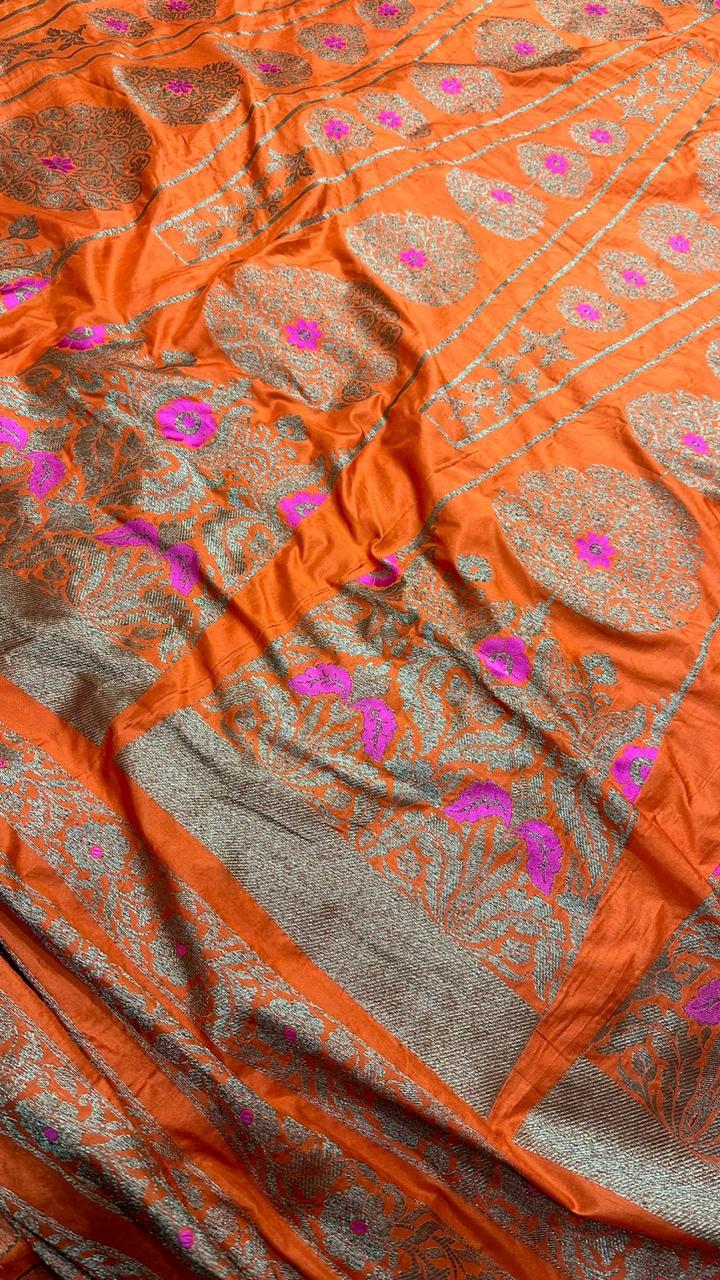 Handloom Pure Banarasi Katan Silk Bridal Lehenga