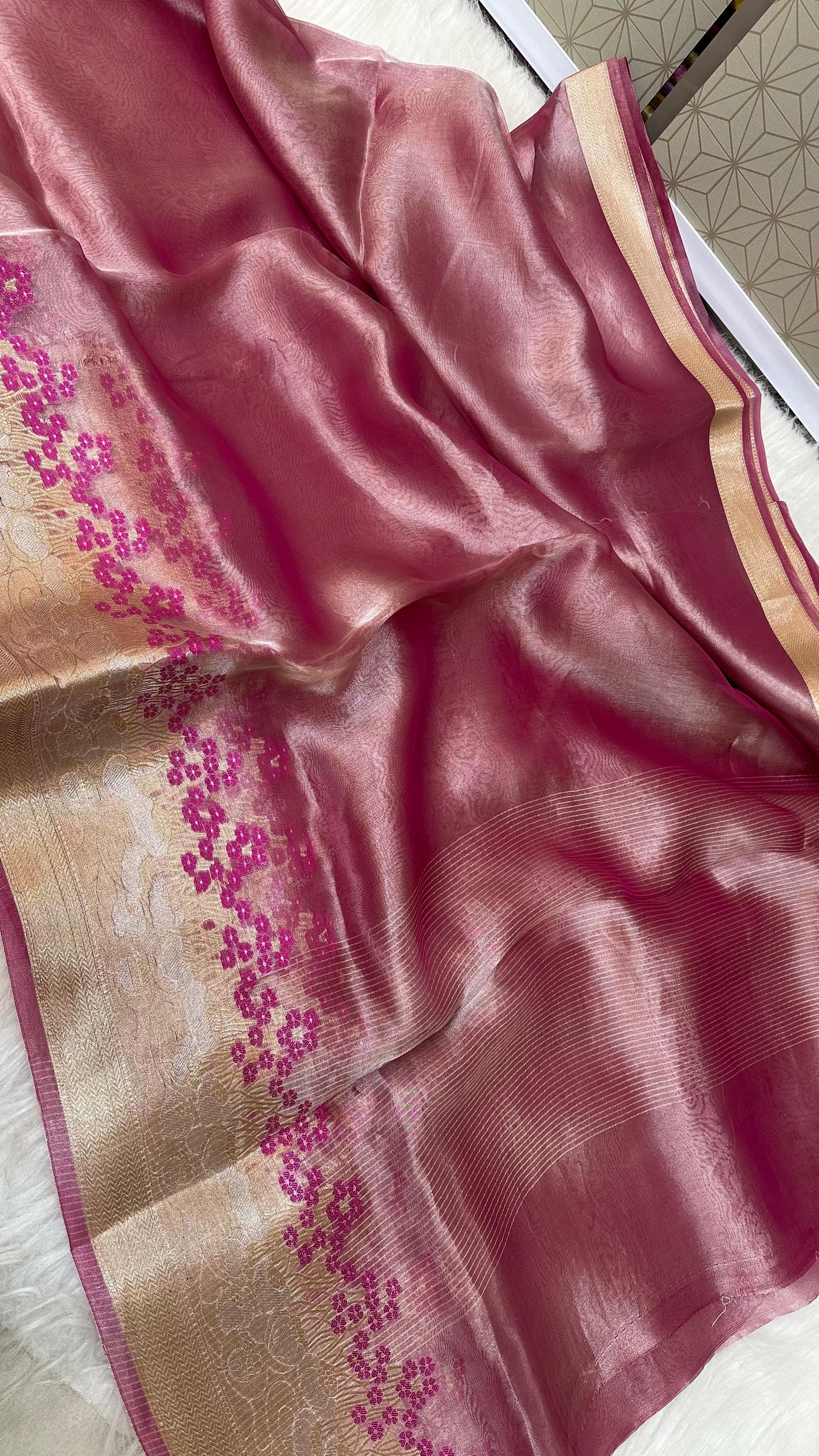 Rani Pure Tissu silk meena border saree